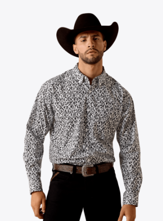 Ariat Mens White Grey Team Janson Classic Fit Shirt-10071029