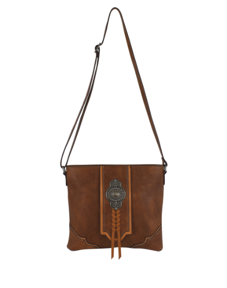 Justin Brands Ladies Silvertone Concho Crossbody Purse- 2422321011