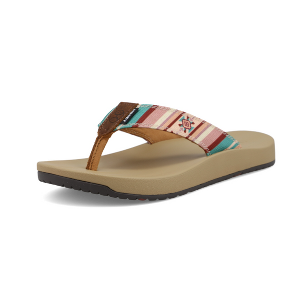 Twisted X Hooey Mauve Multi Flip Flops-WFF0002