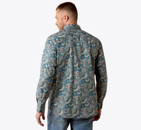 Ariat Men's Cedric Classic Fit Snap Shirt Blue Multi Paisley Print 10079534