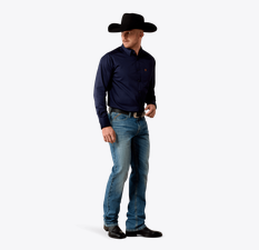 Ariat Men's Solid Twill Classic Fit Shirt Navy 10079252