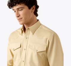 Ariat Men's Solid Twill Fitted Shirt Off White 10079262