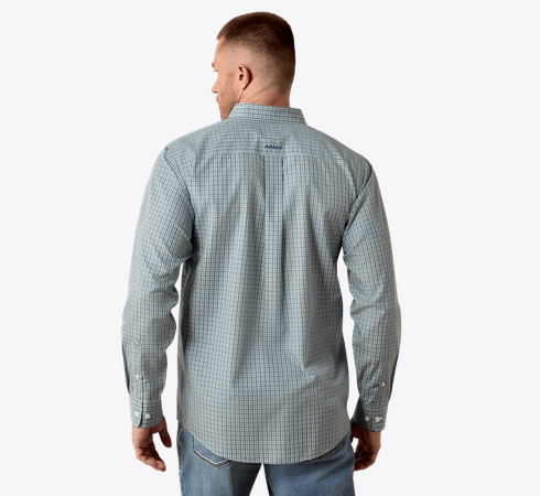 Ariat Men's Wrinkle Free Barclay Classic Fit Shirt Blue Steel Multi Plaid 10079531