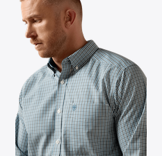 Ariat Men's Wrinkle Free Barclay Classic Fit Shirt Blue Steel Multi Plaid 10079531
