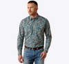 Ariat Men's Cedric Classic Fit Snap Shirt Blue Multi Paisley Print 10079534