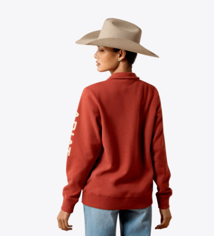 Ariat Ladies Logo 1/2 Zip Sweatshirt Burnt Henna 10079517