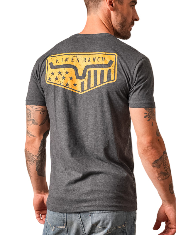 Kimes Ranch Mens Charcoal Spangled TShirt