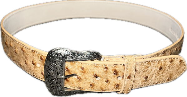 Cowtown Tan Ostrich Print Western Belt H6077
