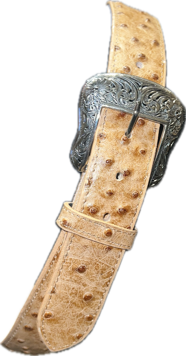 Cowtown Tan Ostrich Print Western Belt H6077