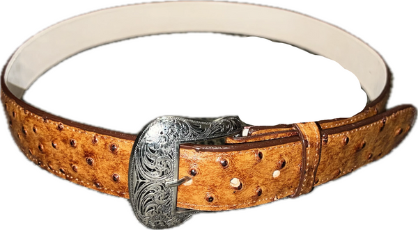 Cowtown Cognac Ostrich Print Western Belt H6064