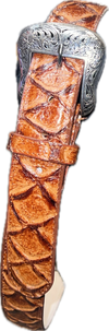 Cowtown Cognac Fish Print Western Belt H156