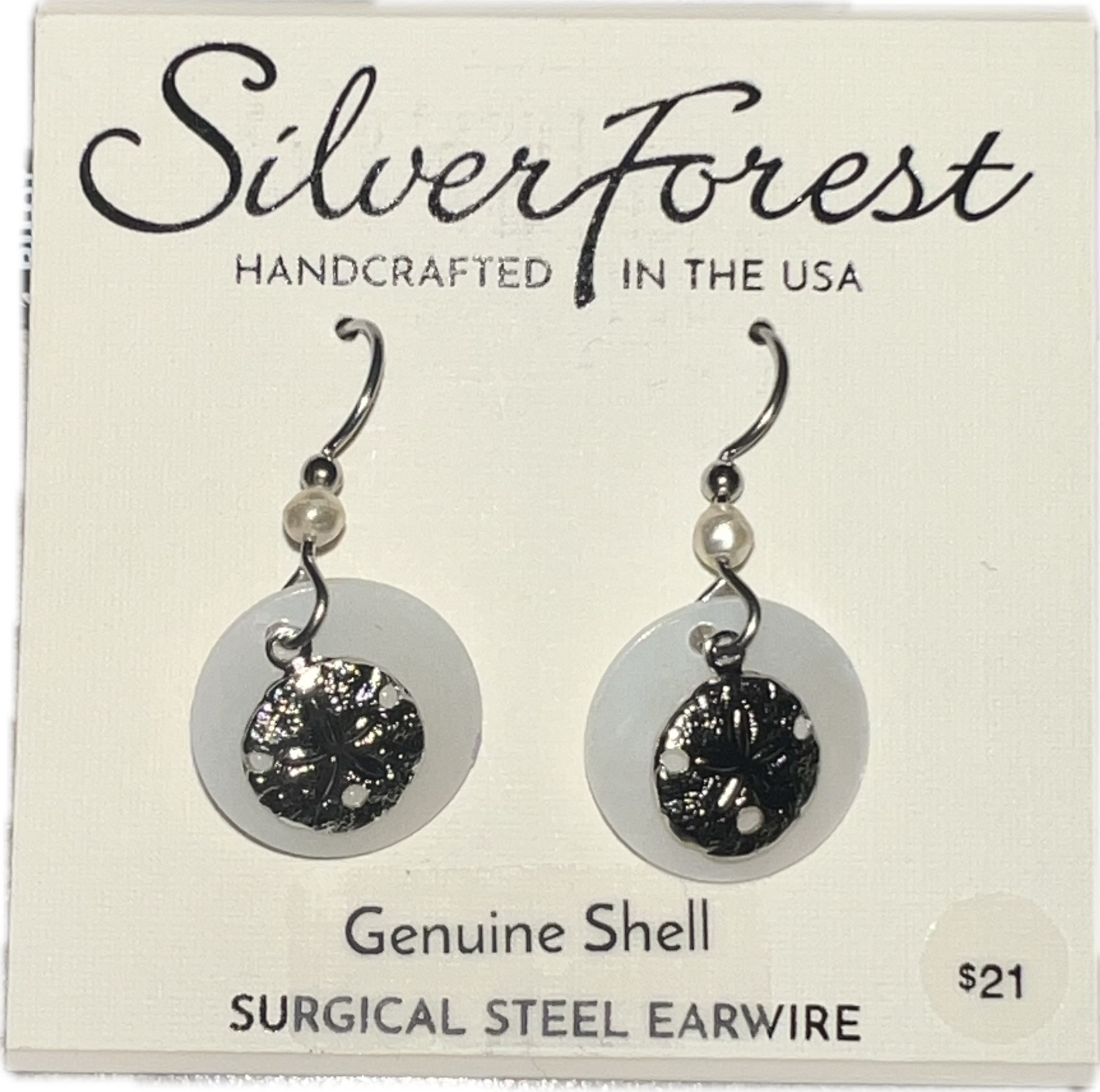 Silver Forest Sand Dollar Earrings - NE-1759