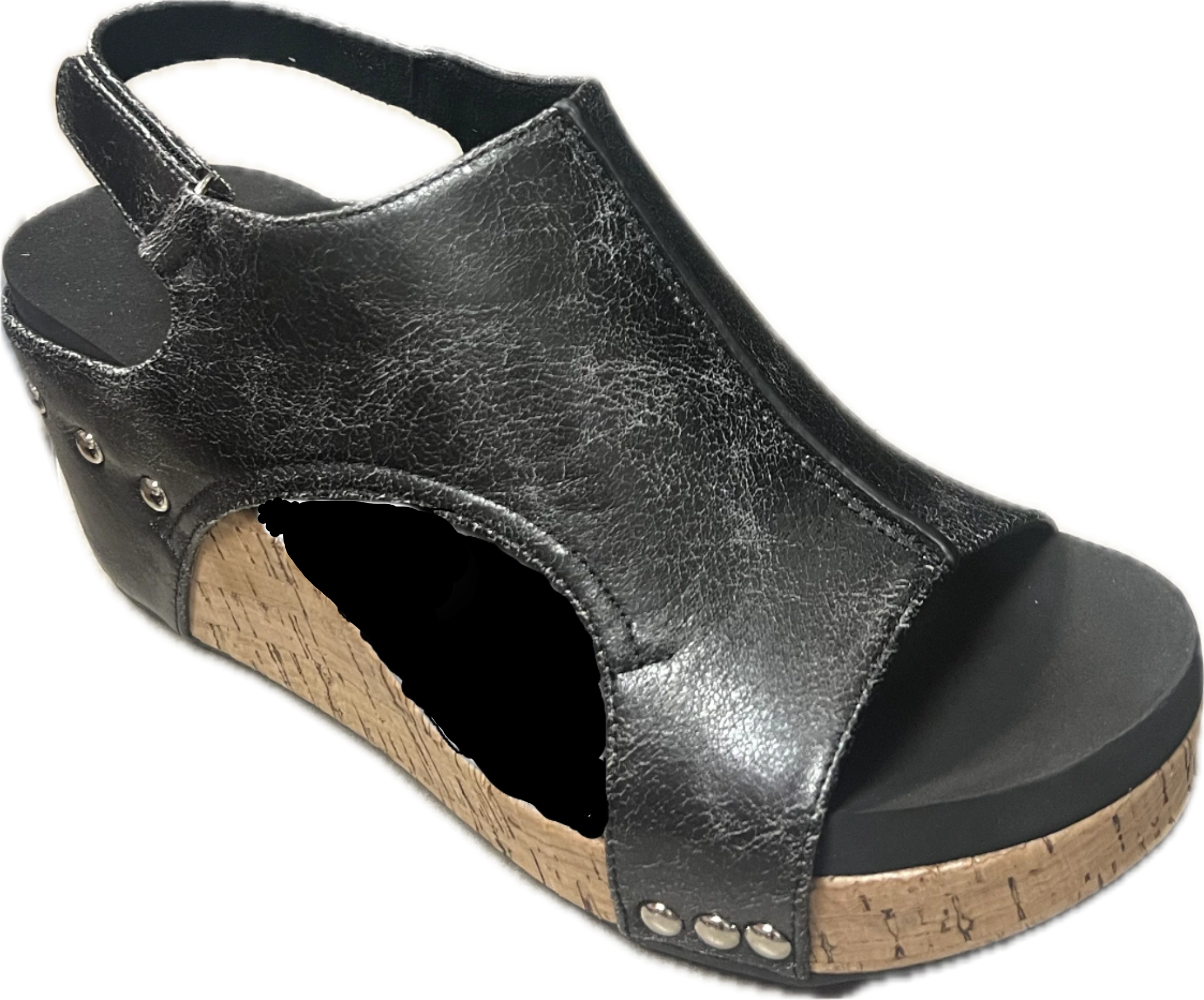 Corkys Ladies Black Crackle Wedge-30-5316-BCRK-Q