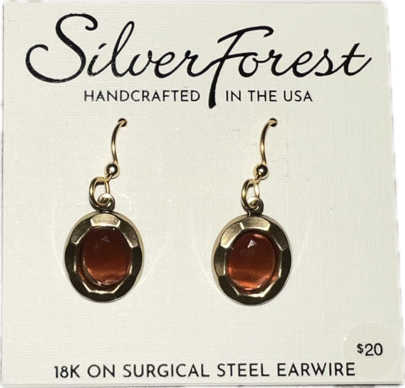 Silver Forest Burnt Orange Gold Earrings-NE-2297