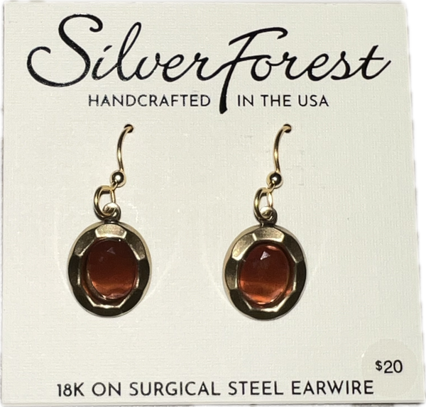 Silver Forest Burnt Orange Gold Earrings-NE-2297