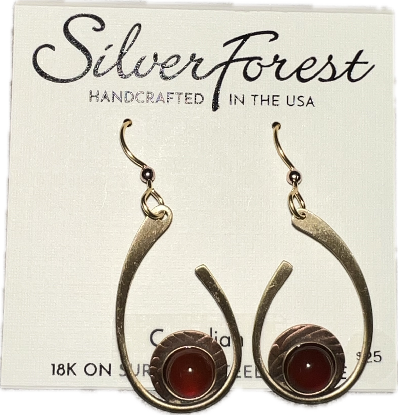 Silver Forest Red and Gold Hoop Earrings-NE-2313