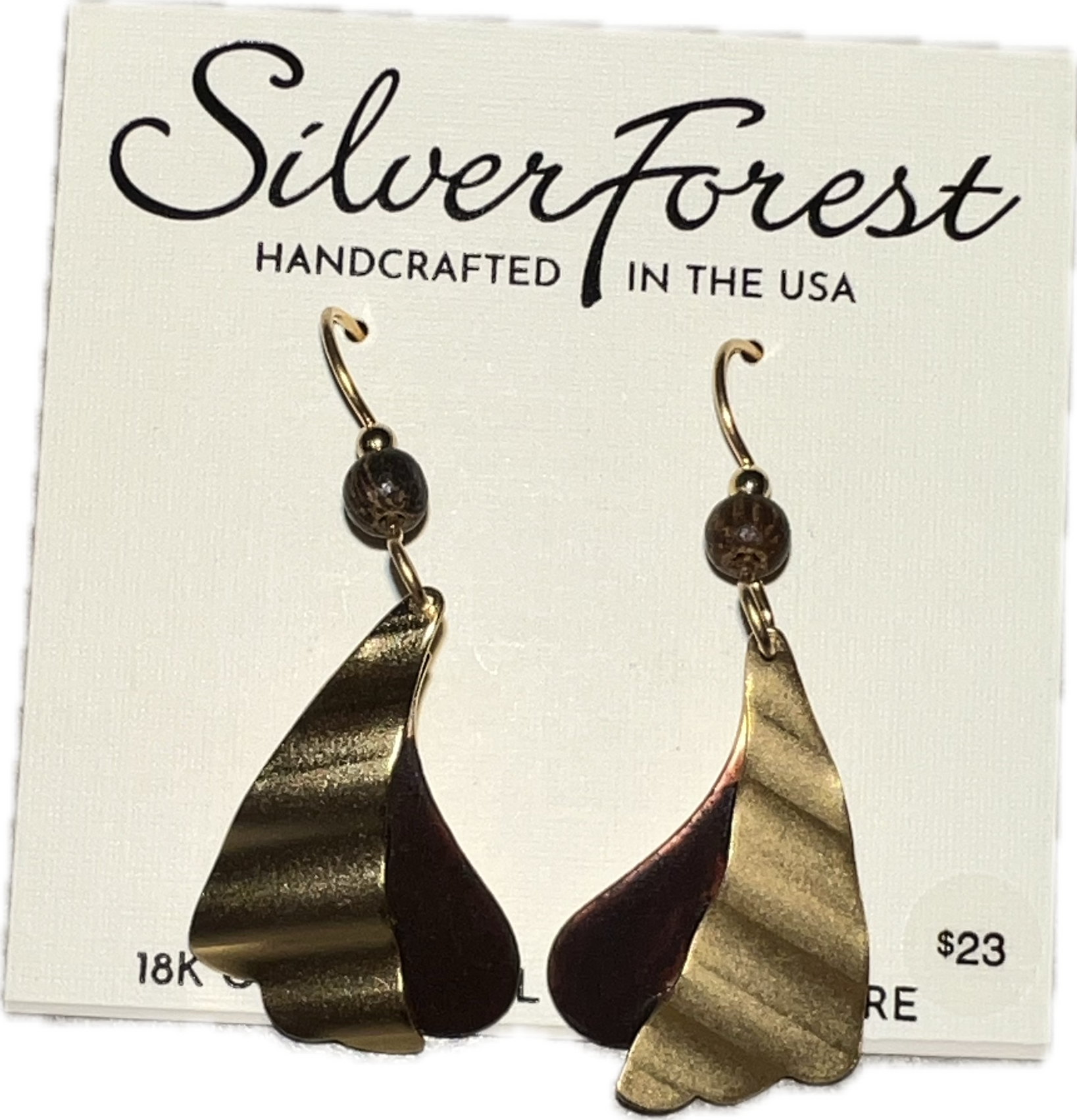 Silver Forest Brown Copper and Gold Earrings-NE-1641A