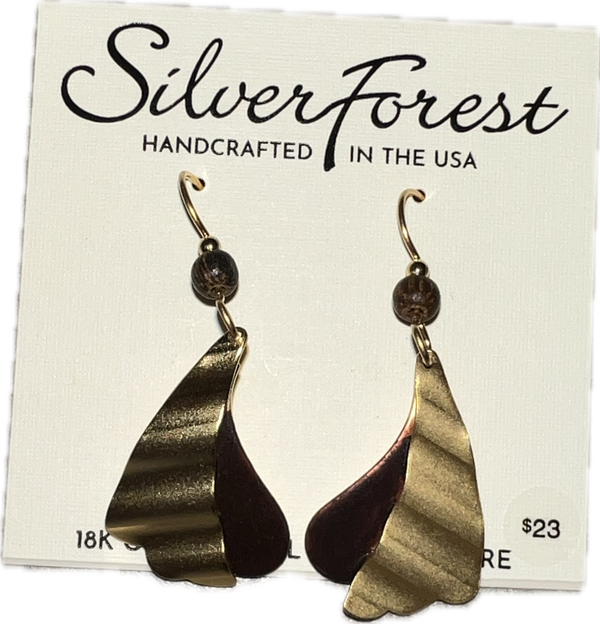 Silver Forest Brown Copper and Gold Earrings-NE-1641A