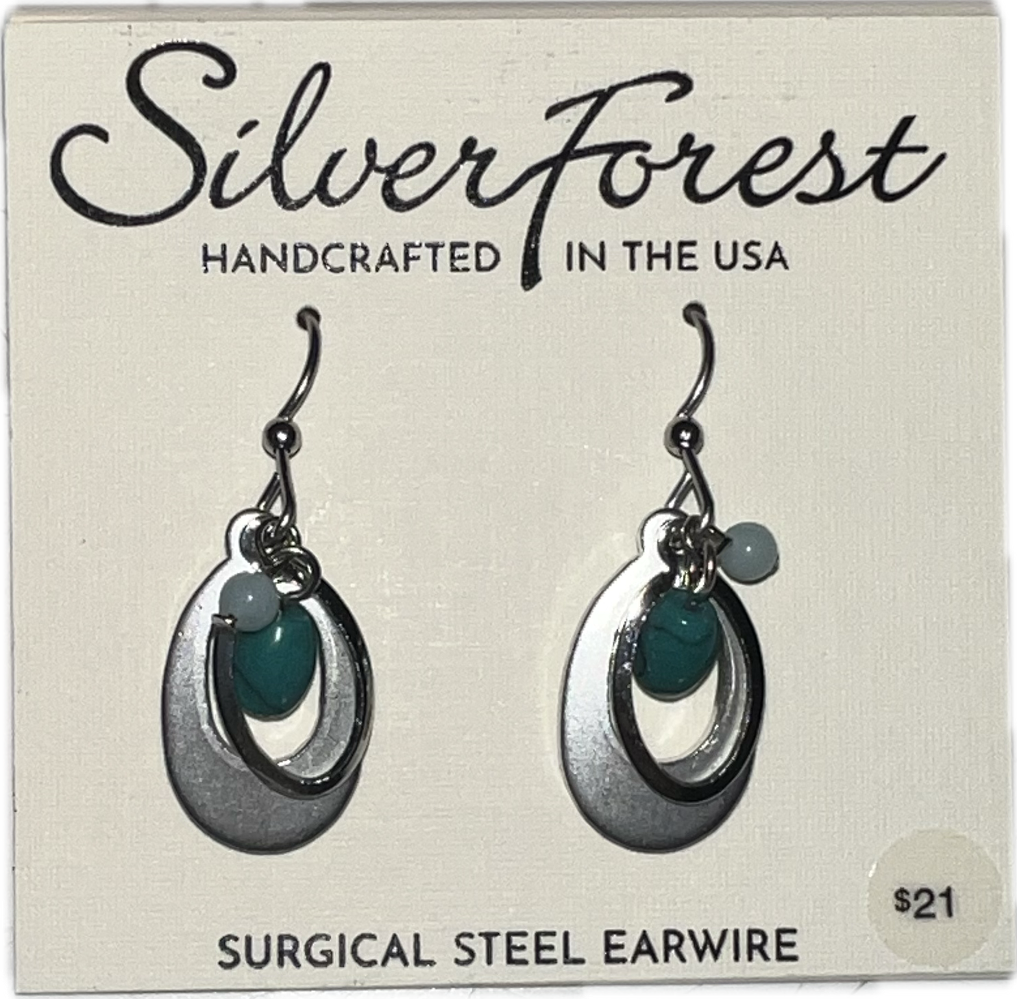 Silver Forest Tear with Beads Earrings-NE-1666A