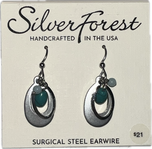 Silver Forest Tear with Beads Earrings-NE-1666A