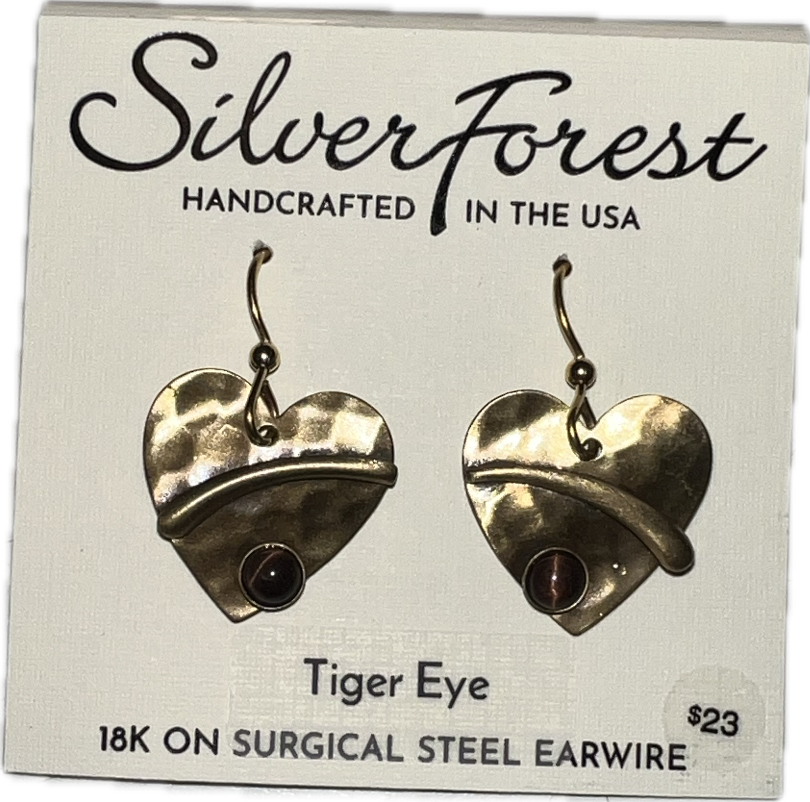 Silver Forest Tiger Eye Earrings-NE-1905