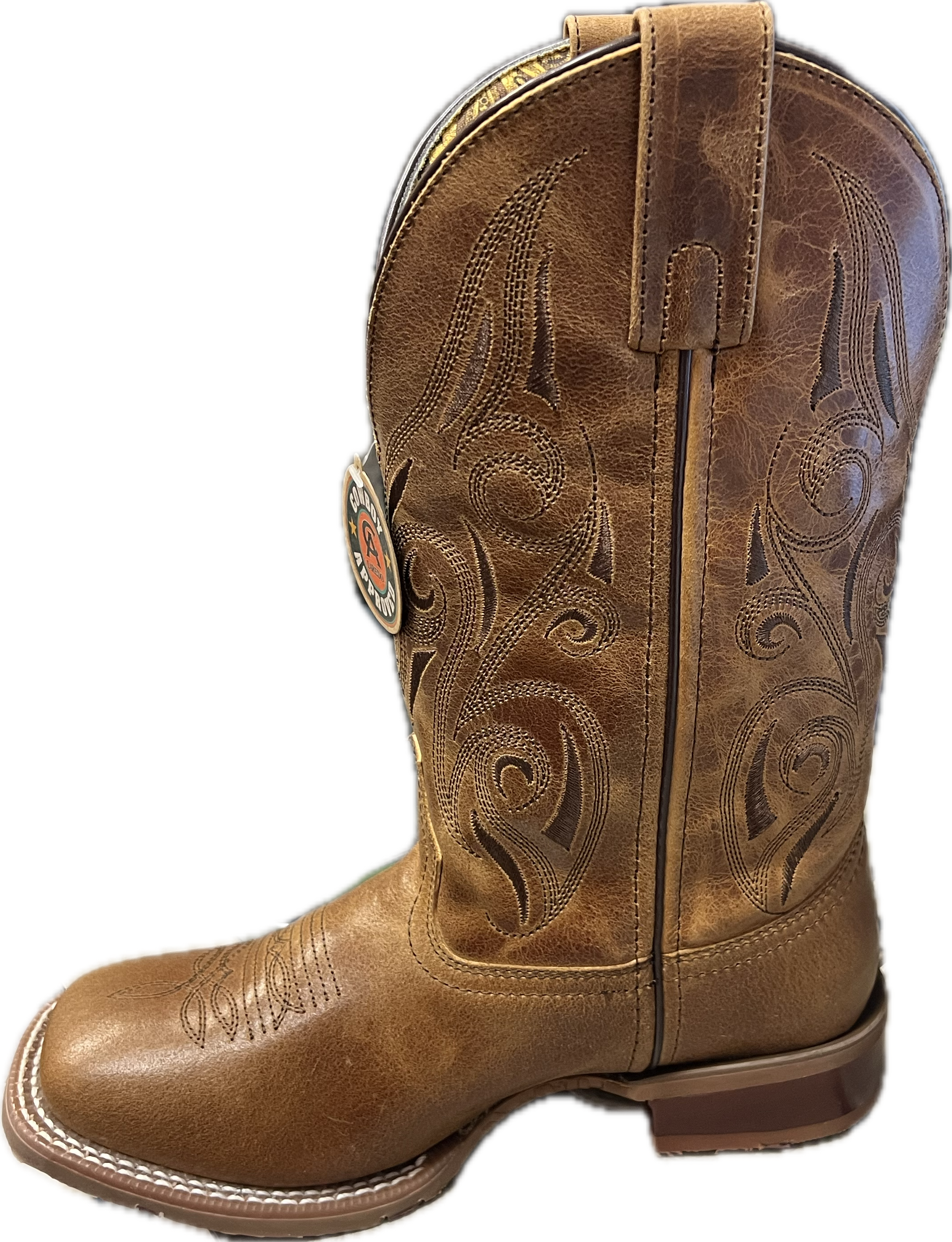 Cowboy Approved Ladies Emberlynn Tan Square Toe Boots-2032