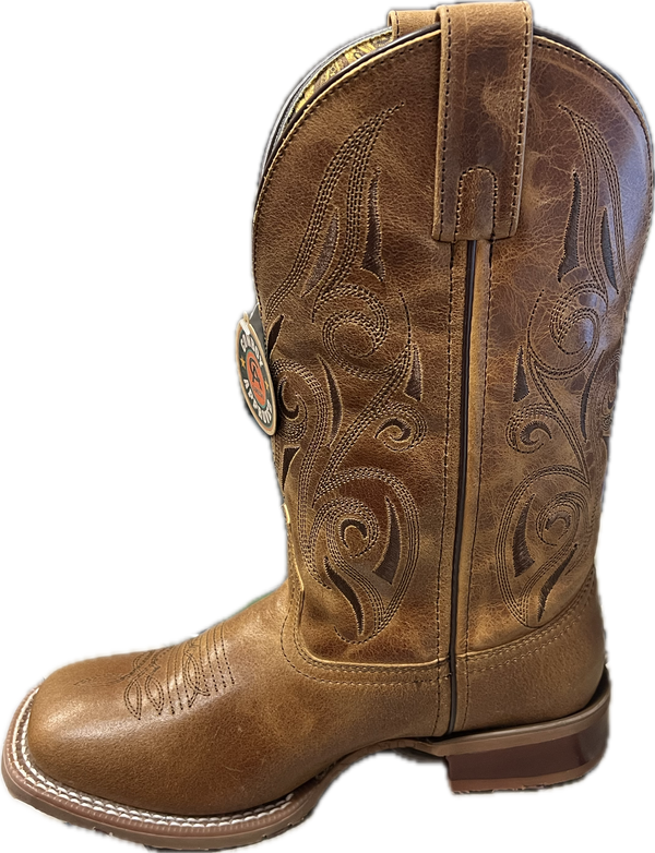 Cowboy Approved Ladies Emberlynn Tan Square Toe Boots-2032