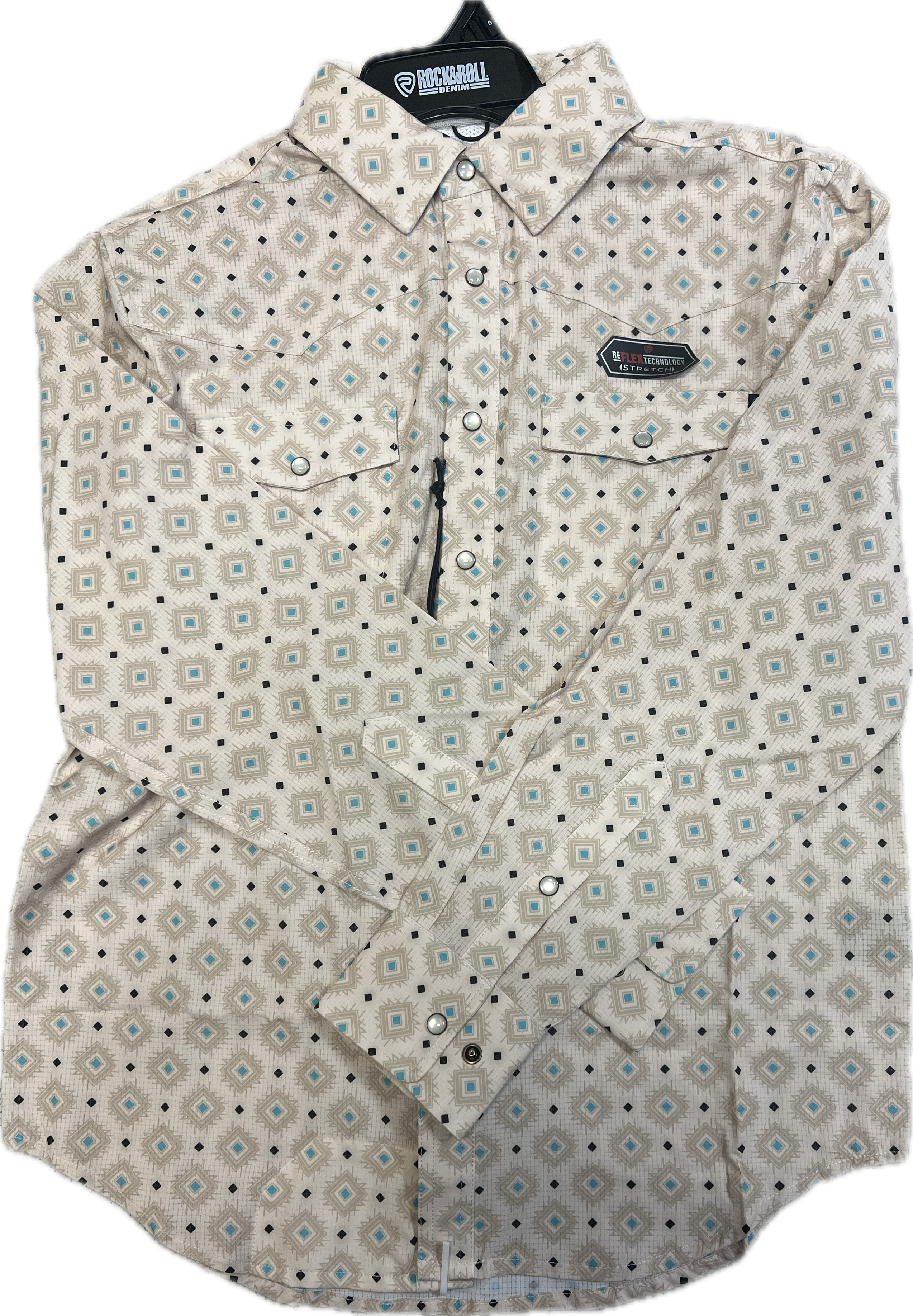 Rock & Roll Men's Mesh Tek Geo Print Long Sleeve Shirt-BMN2S08696