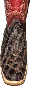 Corral Men's Brown-Red Piraucu Fish Embroidery Horseman Toe - A4536