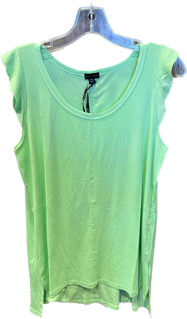 Coco and Carmen Maeve Bright Green Tank with Cap Sleeve Ruffle-2419054A