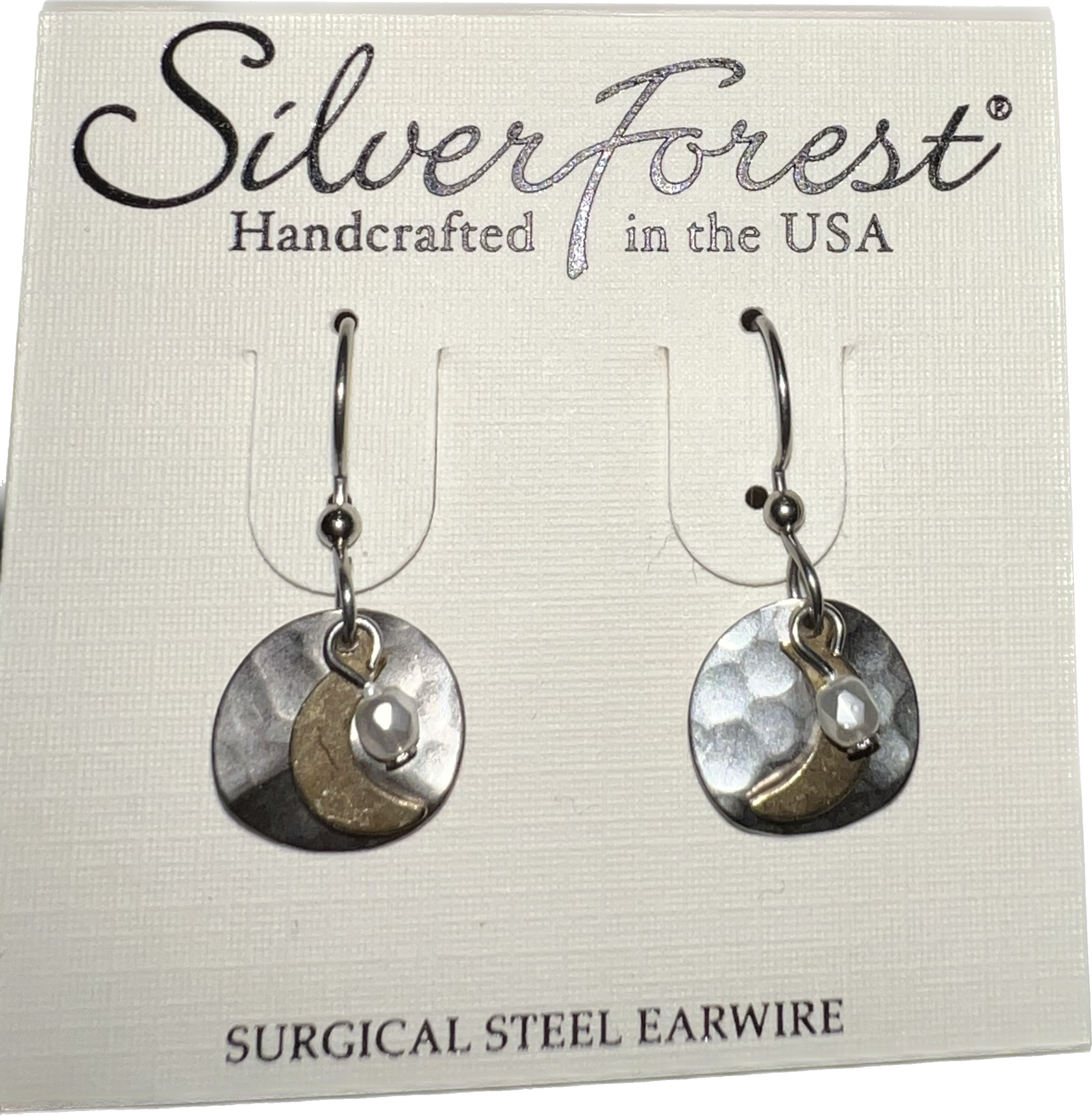 Silver Forrest Moon and Peral Earrings-NE-2012