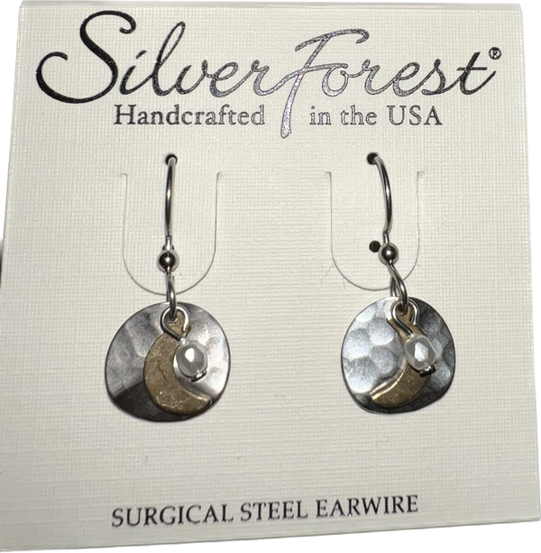 Silver Forrest Moon and Peral Earrings-NE-2012