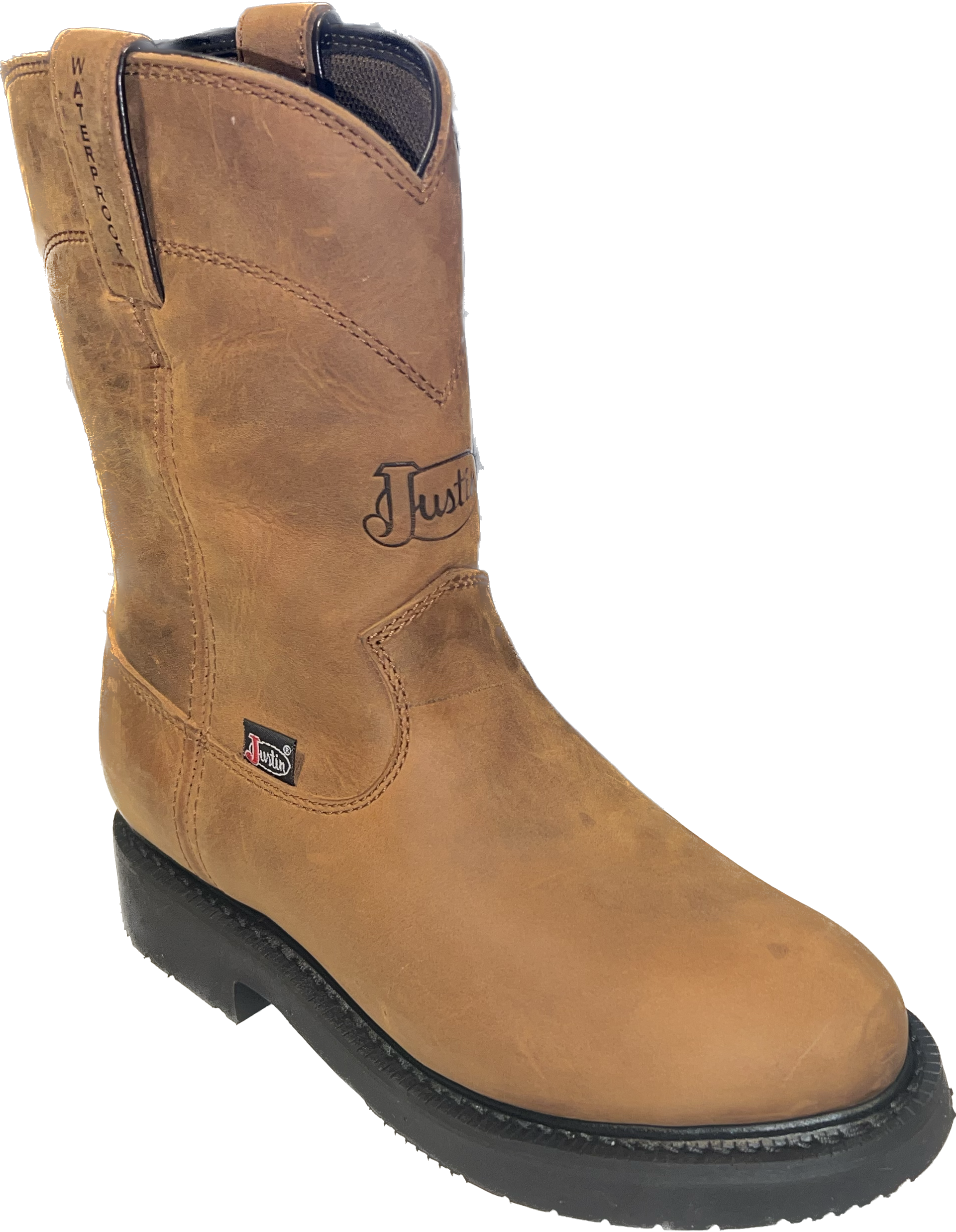 Justin Men's Round Up Aged Bark Brown Cowhide Waterproof Boots OW6604