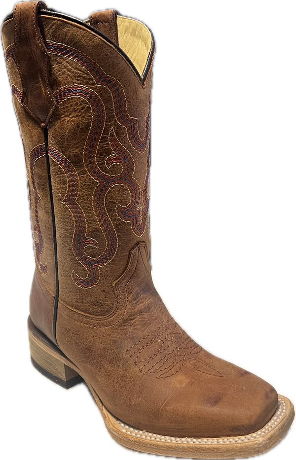 Corral Kids Brown Red White and Blue Stitch Boot-T0249