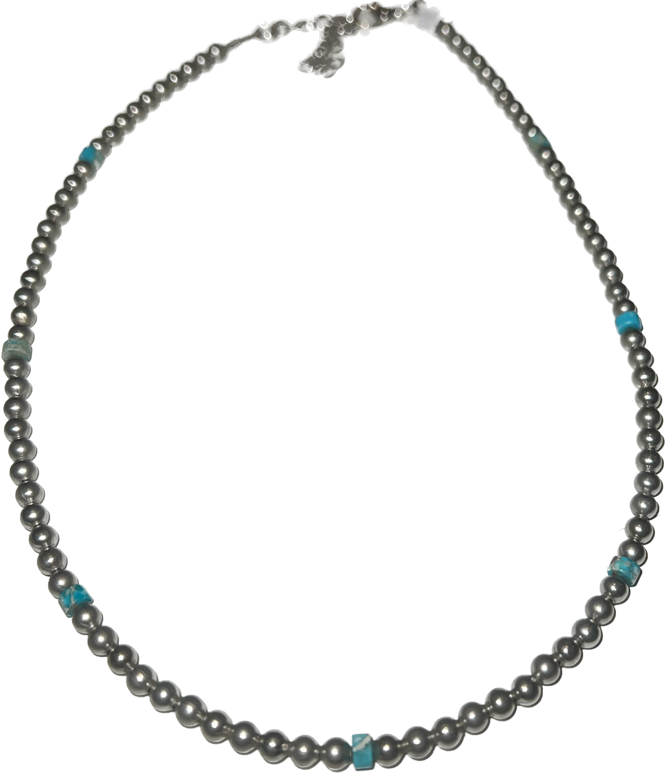 The Bijoux Fab 14 inch silver beaded turquoise necklace