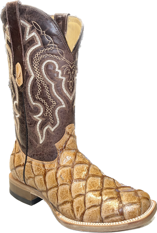 Bottes Western Cowtown Boots Cuir Synthétique Marron Taille 15.5