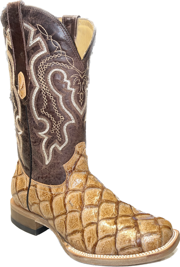 Cowtown Men's Tan Fish Skin Print Boots Q157