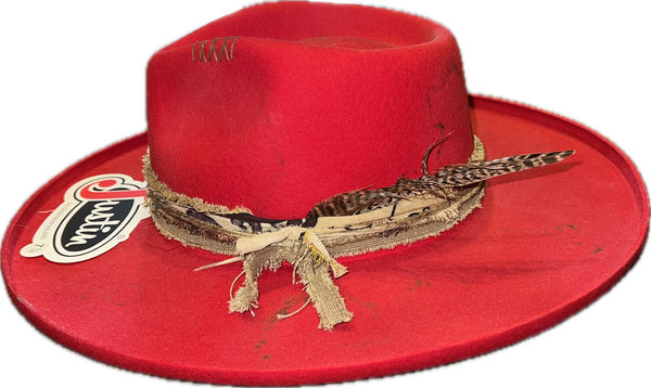 Justin Ladies Red Vintage Collection Flat Brim-JF0299JLNE40RED