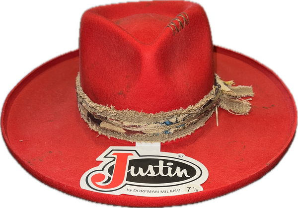 Justin Ladies Red Vintage Collection Flat Brim-JF0299JLNE40RED