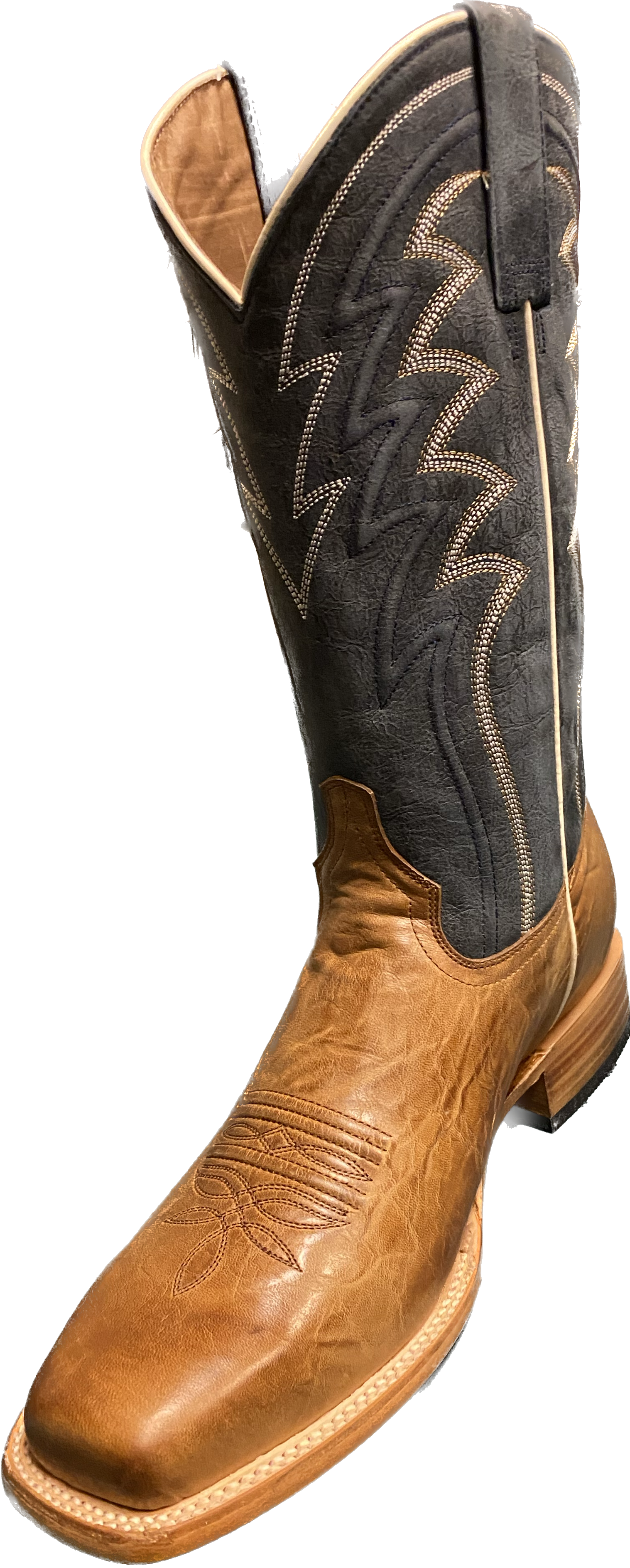 Stetson Men's Blue and Brown Leather Boot - Burnish Brown / Blue - 12-020-8600-4121