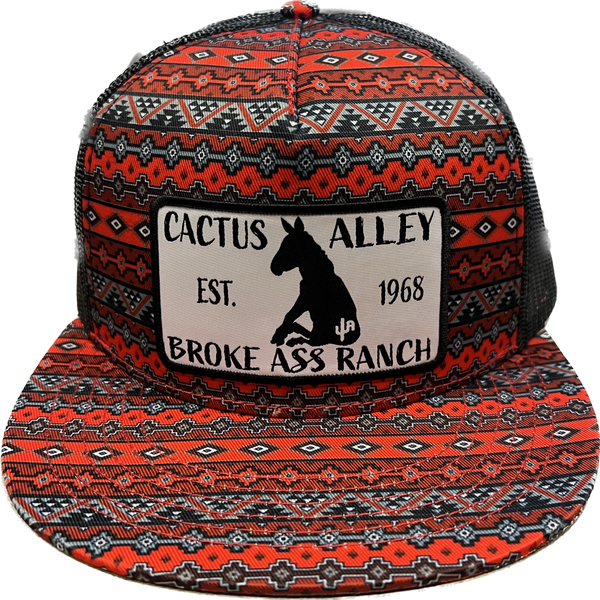 Cactus Alley Goat Roping Red and Black Aztec Snapback