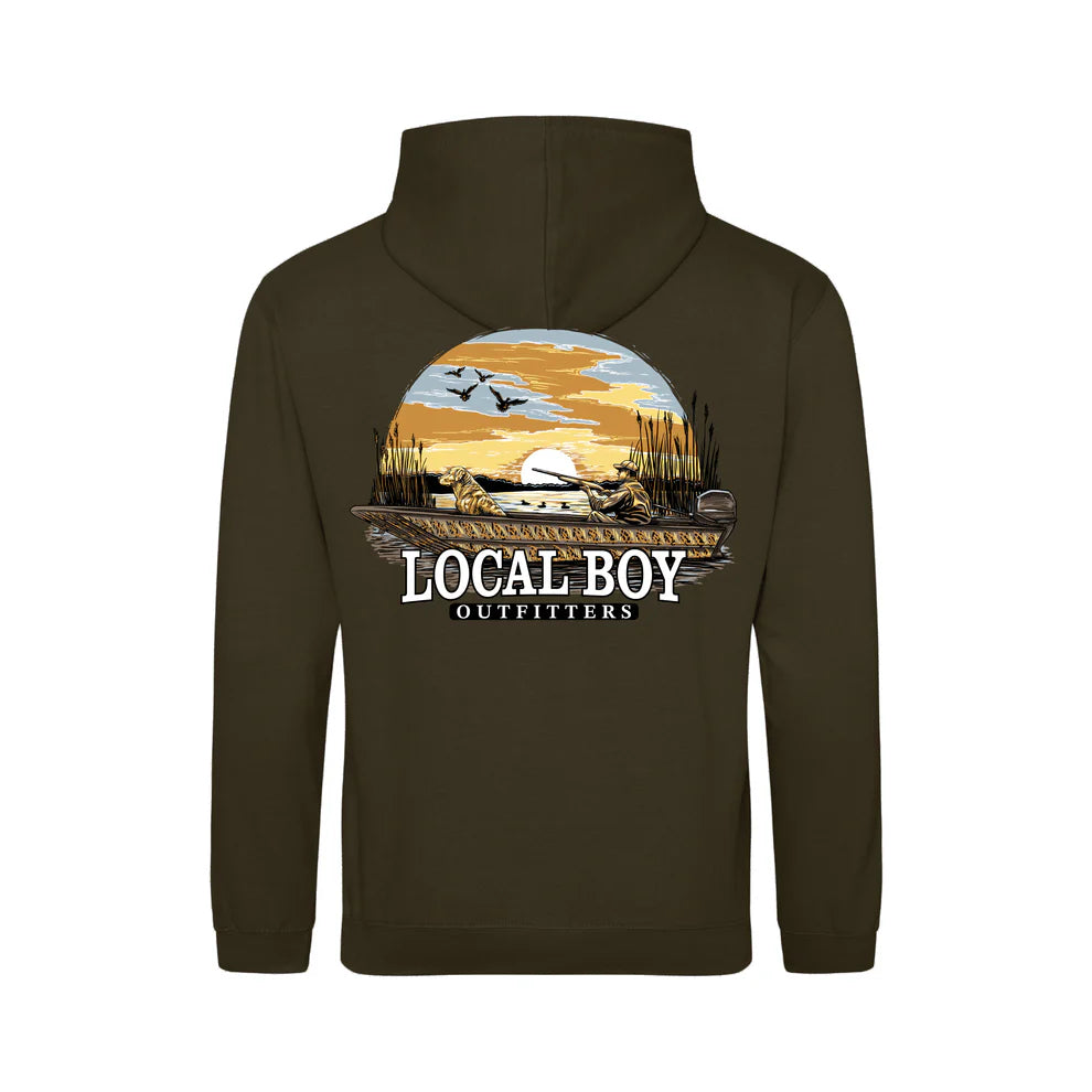 Local Boy Outfitters Brushwood Hoodie Sunset Hunt - Olive Green - L130038-OLGR
