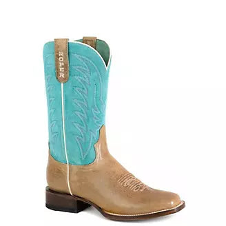 Roper Ladies Polishable Tan Leather Vamp Boot - Blue - 09-021-7128-8731