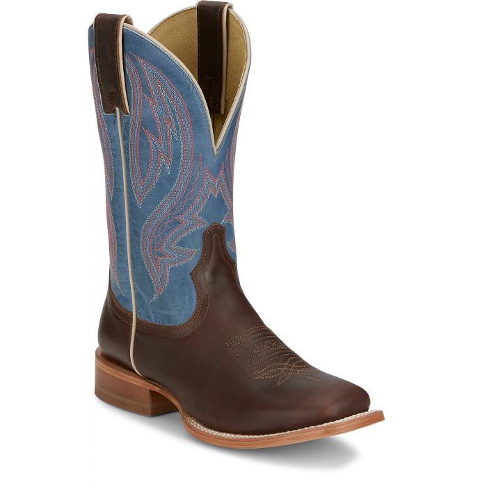 Tony Lama Women's Darcia Cowhide Boot - Rust Brown / Iris Blue - RN3612