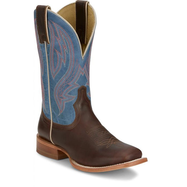 Tony Lama Women's Darcia Cowhide Boot - Rust Brown / Iris Blue - RN3612