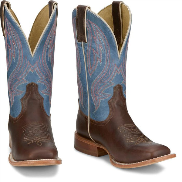Tony Lama Women's Darcia Cowhide Boot - Rust Brown / Iris Blue - RN3612