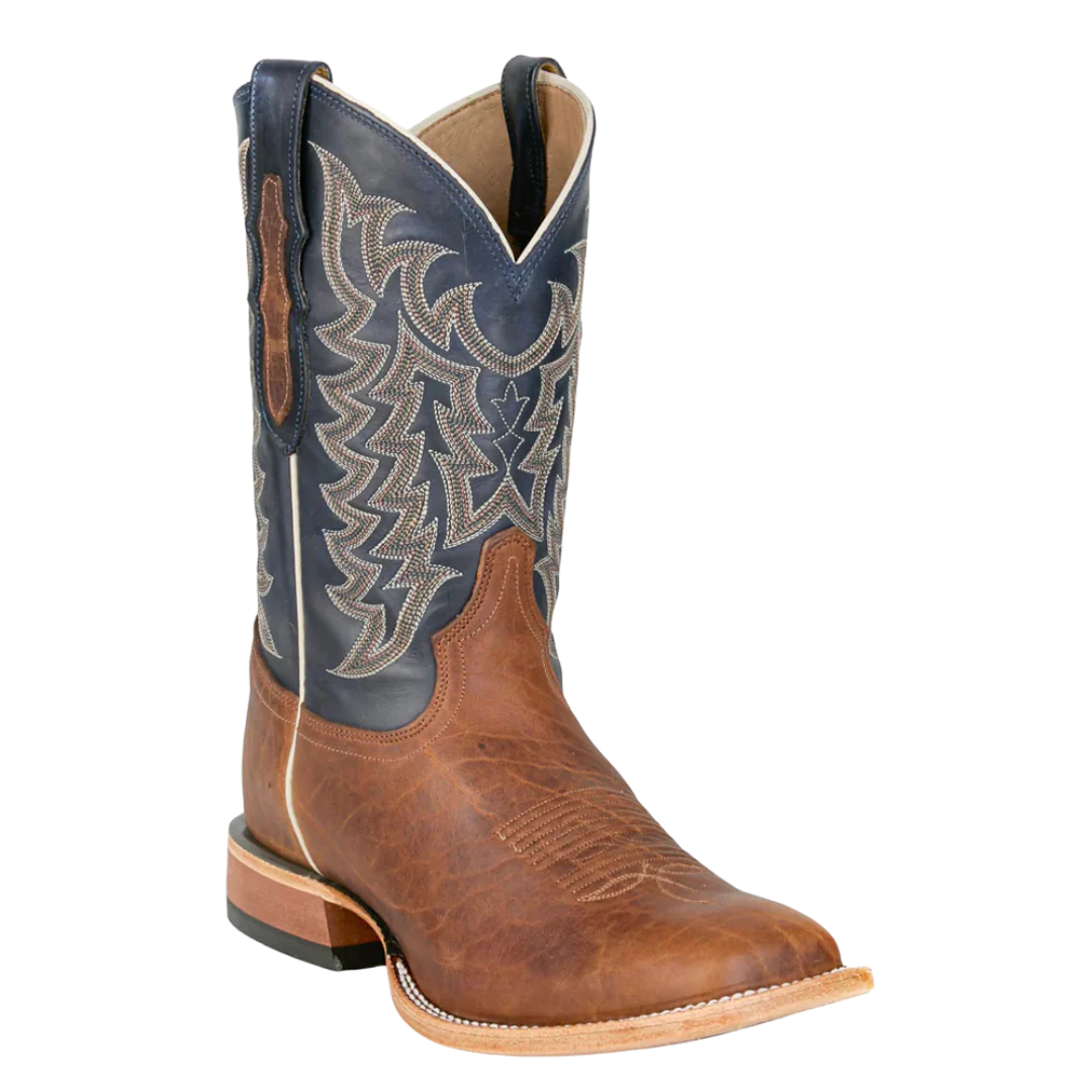 Tony Lama Men's Alfredo Chocolate Bison & Blue Boots - HE6401