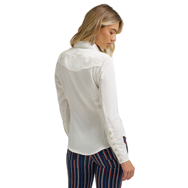 Wrangler Ladies Lainey Wilson Satin Star Button Down Shirt-112370410