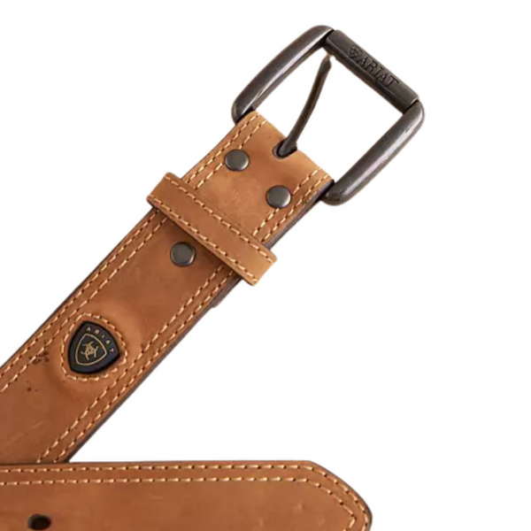 Ariat Men's Belt 1 1/2" Roller Buckle 2 Row Stitch Medium Brown - A1012744