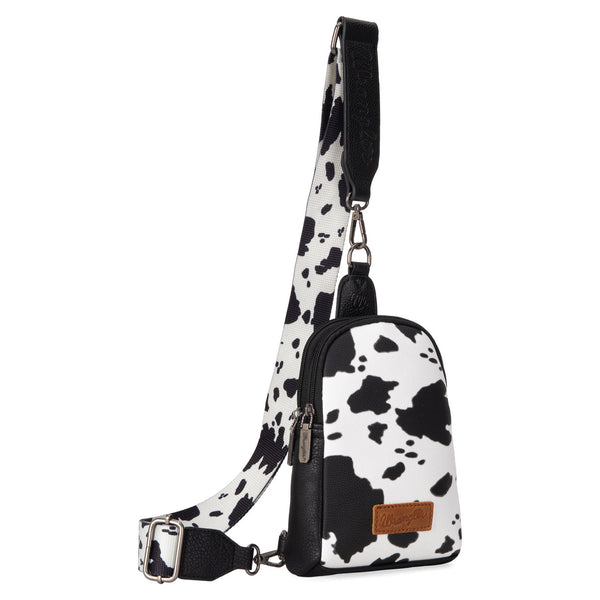 Wrangler Cow Print Crossbody Sling Chest Bag-WG133-210BK